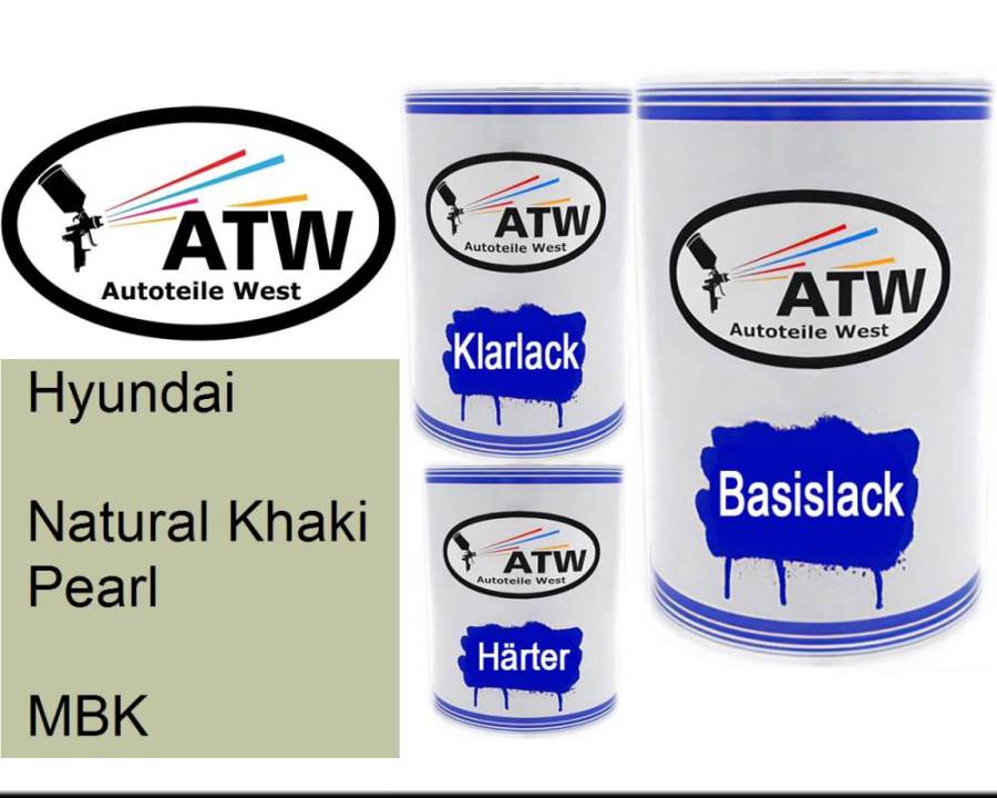 Hyundai, Natural Khaki Pearl, MBK: 500ml Lackdose + 500ml Klarlack + 250ml Härter - Set, von ATW Autoteile West.